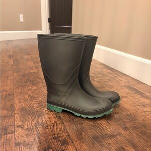 Black and Green Rubber Boots